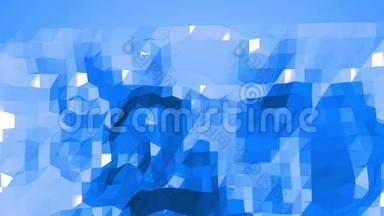 蓝色低聚挥动表面作为卡通背景。 蓝色多边形几何振动环境或脉动背景